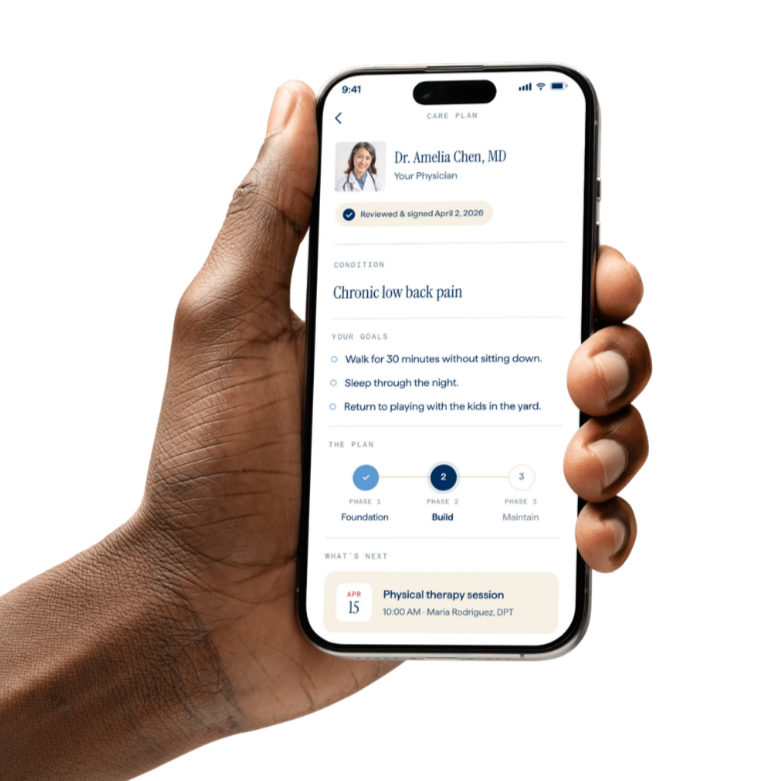 A physician-built care plan on a phone
